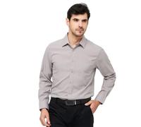 NITRY Men Long-Sleeved Shirts Lightweight Regular Fit Fashion T-Shirt Modern Business Casual Work Shirt I-Light Grey M