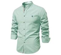 NITRY Men Long-Sleeved Shirts Modern Business Casual Work Shirt Regular Fit Lightweight Fashion T-Shirt G-Light Green M