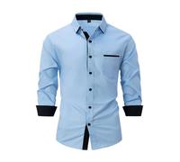 NITRY Men Long-Sleeved Shirts Regular Fit Lightweight Fashion T-Shirt Modern Business Casual Work Shirt J-Light Blue 3XL