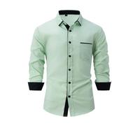 NITRY Men Long-Sleeved Shirts Regular Fit Lightweight Fashion T-Shirt Modern Business Casual Work Shirt L-Light Green M