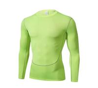 NITRY Men's Compression Shirt Jogging Exercice Fitness Sportshirt Absorbent Breathable Quick-Drying Long Sleeves Functional T-Shirt E-Bright Green L