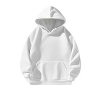 NITRY Men'S Hooded Pullover Lightweight Fashion Solid Color Long Sleeves Sweatshirt Classic All-Match Casual Sweatshirts B-White M