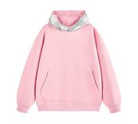 NITRY Men'S Hooded Pullover Lightweight Sport Fashion Long Sleeves Sweatshirt Classic Casual Printed Splicing Sweatshirts I-Pink S
