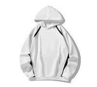 NITRY Men'S Hooded Pullover Lightweight Sport Fashion Long Sleeves Sweatshirt Classic Comfortable Casual Sweatshirts B-White XXL