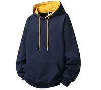 NITRY Men'S Hooded Pullover Lightweight Sport Fashion Long Sleeves Sweatshirt Classic Kangaroo Pocket Casual Sweatshirts L-Dark Blue L