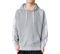 NITRY Men'S Hooded Pullover Lightweight Sport Fashion Long Sleeves Sweatshirt Classic Kangaroo Pocket Casual Sweatshirts B-Grey 4XL
