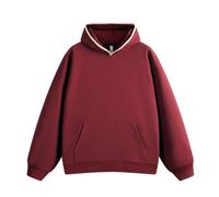 NITRY Men'S Hooded Pullover Lightweight Sport Fashion Solid Color Long Sleeves Sweatshirt Classic All-Match Casual Sweatshirts A-Wine Red L