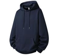 NITRY Men'S Hooded Pullover Lightweight Sport Fashion Solid Color Long Sleeves Sweatshirt Classic All-Match Casual Sweatshirts M-Dark Blue XXL