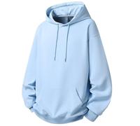 NITRY Men'S Hooded Pullover Lightweight Sport Fashion Solid Color Long Sleeves Sweatshirt Classic All-Match Casual Sweatshirts L-Sky Blue 3XL