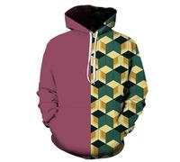 NITRY Men'S Hoodie Casual Fashion Kangaroo Pocket Pullover Retro Personality Trend 3D Digital Printing Long-Sleeved Sweatshirts EE-02 M