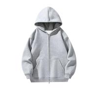 NITRY Men'S Hoodie Jacket Classic Casual Solid Color Sweatshirt Lightweight Sport Fashion Long Sleeves Sweatshirts F-Grey 3XL