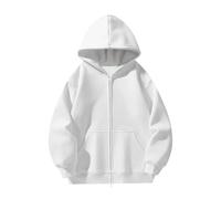NITRY Men'S Hoodie Jacket Classic Casual Solid Color Sweatshirt Lightweight Sport Fashion Long Sleeves Sweatshirts A-White XL