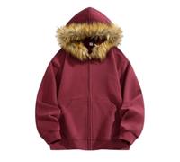 NITRY Men'S Hoodie Jacket Lightweight Sport Fashion Long Sleeves Sweatshirts Classic Casual Solid Color Sweatshirt J-Wine Red XL