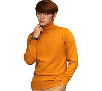 NITRY Men's Knitted Sweater Breathable Soft Warm Comfortable Long Sleeves Pullover Temperament Casual Solid Color Knitwear N-Yellow XXL