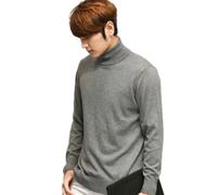 NITRY Men's Knitted Sweater Breathable Soft Warm Comfortable Long Sleeves Pullover Temperament Casual Solid Color Knitwear I-Grey M
