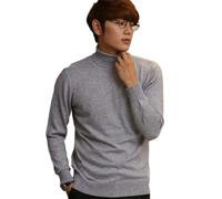 NITRY Men's Knitted Sweater Breathable Soft Warm Comfortable Long Sleeves Pullover Temperament Casual Solid Color Knitwear M-Light Grey S