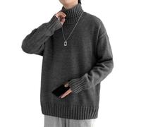 NITRY Men's Knitted Sweater Breathable Warm Comfortable Long Sleeves Pullover Temperament Casual Solid Color Knitwear I-Grey M