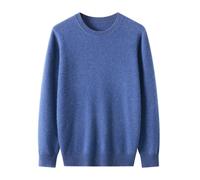 NITRY Men's Knitted Sweater Temperament Casual Solid Color Knitwear Breathable Soft Warm Comfortable Long Sleeves Pullover F-Dark Blue 3XL