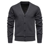 NITRY Men's Knitted Sweater Warm Breathable Solid Color Knitwear Classic Fashion Casual Cardigan D-Dark Grey 4XL