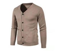 NITRY Men's Knitted Sweater Warm Breathable Solid Color Knitwear Classic Fashion Casual Cardigan P-Light Brown L