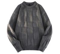 NITRY Men's Knitted Sweater Warm Comfortable Breathable Solid Color Pullover Classic Fashion Casual Knitwear E-Dark Grey M