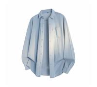 NITRY Men's Long-Sleeve Shirt Regular Fit Button Placket with Pockets Lapels Shirts Classic Casual Denim Shirtjacket F-Light Blue M