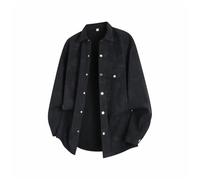 NITRY Men's Long-Sleeve Shirt Regular Fit Button Placket with Pockets Lapels Shirts Classic Casual Printing Shirtjacket C-Black M