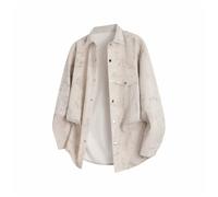 NITRY Men's Long-Sleeve Shirt Regular Fit Button Placket with Pockets Lapels Shirts Classic Casual Printing Shirtjacket A-Khaki M