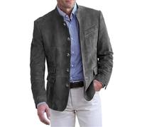 NITRY Men'S Long-Sleeve Suit Casual Fashion Solid Color Blazer Classic Business Banquet Wedding Outdoor Jacket E-Light Grey XXL