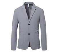 NITRY Men'S Long-Sleeve Suit Classic Business Casual Outdoor Jacket Lightweight Fashion Solid Color Blazer A-Light Grey XXL