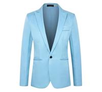 NITRY Men'S Long-Sleeve Suit Lightweight Fashion Casual Blazer Business Banquet Wedding Outdoor Jacket L-Sky Blue M