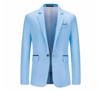 NITRY Men'S Long-Sleeve Suit Lightweight Fashion Casual Blazer Business Banquet Wedding Outdoor Jacket F-Sky Blue 4XL