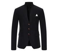 NITRY Men'S Long-Sleeve Suit Lightweight Fashion Casual Solid Color Blazer Classic Banquet Wedding Outdoor Jacket B-Black XXL