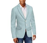 NITRY Men'S Long-Sleeve Suit Lightweight Fashion Casual Solid Color Blazer Classic Business Banquet Wedding Outdoor Jacket H-Lake Blue 3XL