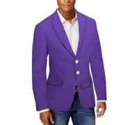NITRY Men'S Long-Sleeve Suit Lightweight Fashion Casual Solid Color Blazer Classic Business Banquet Wedding Outdoor Jacket C-Purple L