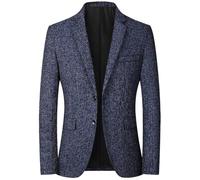 NITRY Men'S Long-Sleeve Suit Lightweight Fashion Solid Color Blazer Business Casual Banquet Wedding Outdoor Jacket L-Navy XXL