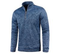 NITRY Men'S Long-Sleeve Sweatshirt Regular Fit Half-Zip Stand-Up Collar Pullover Youth Sport Casual Solid Color Sweatshirts E-Navy 4XL