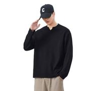 NITRY Men'S Long-Sleeve Sweatshirt Regular Fit Solid Color Sport Casual Pullover Youth Personality Trend Sweatshirts B-Black M