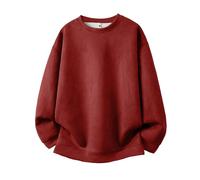 NITRY Men'S Long-Sleeve Sweatshirt Regular Fit Sport Casual Solid Color Pullover Youth Personality Trend Sweatshirts M-Wine Red 3XL