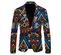 NITRY Men'S Long Sleeved Suit 3D Digital Printing Casual Fashion Transitional Jacket Banquet Festival Retro Trend Blazer AA-06 L