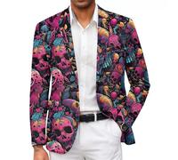 NITRY Men'S Long Sleeved Suit Banquet Festival Retro Trend Blazer 3D Digital Printing Casual Transitional Jacket AA-02 XL