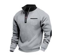 NITRY Men'S Sweatshirt Casual Fashion Half-Zip Pullover Classic Personality Trend Long Sleeve Sweatshirts D-Light Grey S