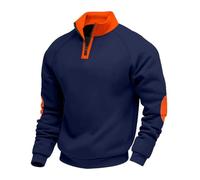NITRY Men'S Sweatshirt Casual Fashion Half-Zip Pullover Classic Personality Trend Long Sleeve Sweatshirts F-Navy M