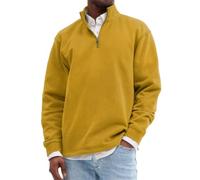 NITRY Men'S Sweatshirt Casual Fashion Half-Zip Solid Color Pullover Classic Personality Trend Long Sleeve Sweatshirts F-Yellow S