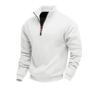 NITRY Men'S Sweatshirt Casual Fashion Solid Color Pullover Classic Personality Trend Long Sleeve Sweatshirts I-White S