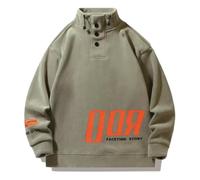 NITRY Men'S Sweatshirt Casual Fashion Solid Color Pullover Classic Personality Trend Sport Long Sleeve Sweatshirts D-Green 5XL