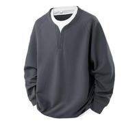 NITRY Men'S Sweatshirt Classic Personality Trend Long Sleeve Sweatshirts Casual Fashion Half-Zip Solid Color Pullover K-Khaki M