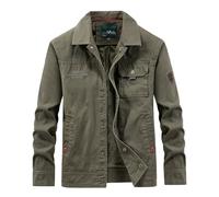 NITRY Men'S Transitional Jacket Button Placket Multi-Pocket Solid Color Long-Sleeve Jackets Classic Fashion Casual Outdoor-Jacket B-Army Green 5XL