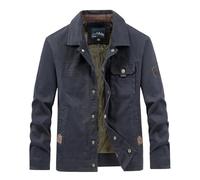 NITRY Men'S Transitional Jacket Button Placket Multi-Pocket Solid Color Long-Sleeve Jackets Classic Fashion Casual Outdoor-Jacket C-Dark Blue L