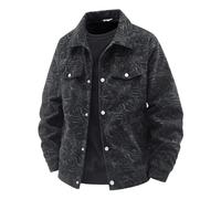 NITRY Men'S Transitional Jacket Button Placket With Pockets Long-Sleeve Jackets Classic Fashion Casual Outdoor-Jacket B-Black L